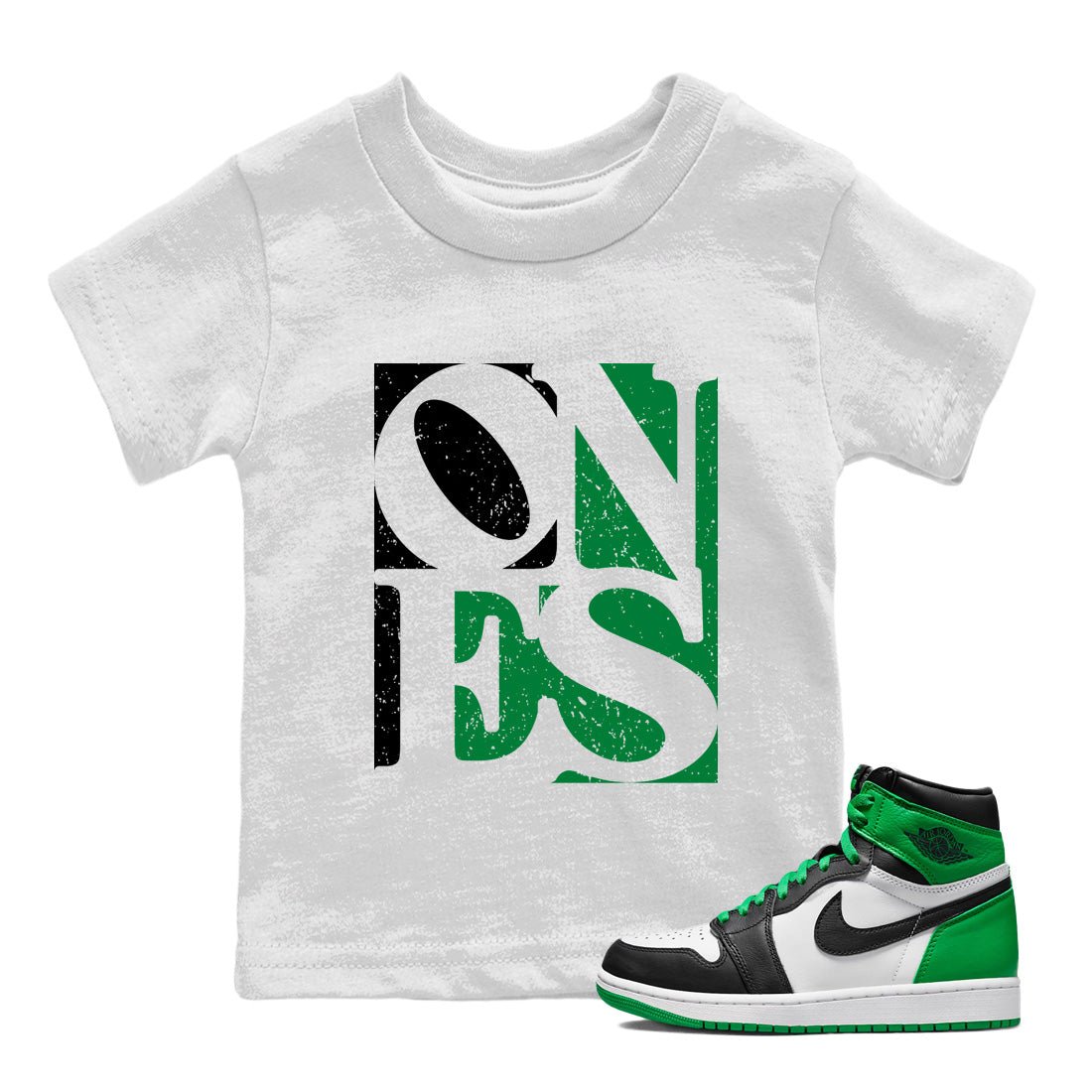 Air Jordan 1 Celtics Sneaker Match Tees Ones Sneaker Tees Air Jordan 1 High OG Celtics Sneaker Release Tees Kids Shirts White 1