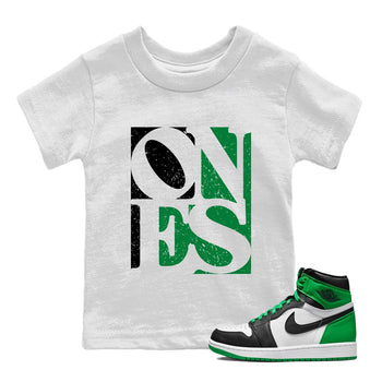 Air Jordan 1 Celtics Sneaker Match Tees Ones Sneaker Tees Air Jordan 1 High OG Celtics Sneaker Release Tees Kids Shirts White 1