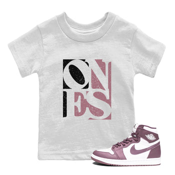 Air Jordan 1 Mauve shirt to match jordans Ones sneaker tees Air Jordan 1 Mauve SNRT Sneaker Tees Baby Toddler White 1 T-Shirt