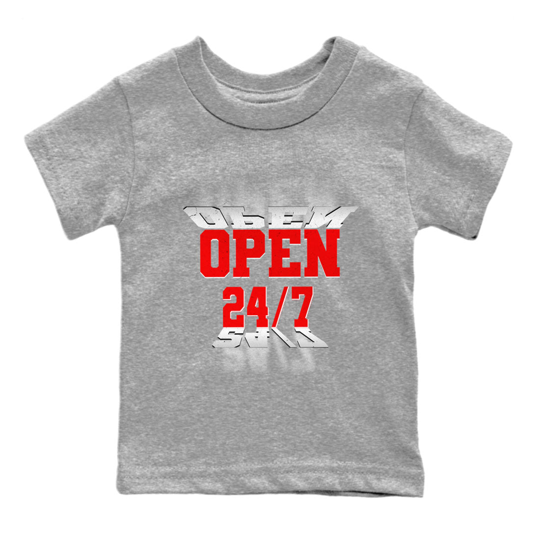 Air Jordan 1 University Red shirt to match jordans Open 24 7 sneaker tees Air Jordan 1 University Red SNRT Sneaker Release Tees Baby Toddler Heather Grey 2 T-Shirt