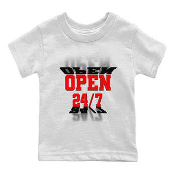 Air Jordan 1 University Red shirt to match jordans Open 24 7 sneaker tees Air Jordan 1 University Red SNRT Sneaker Release Tees Baby Toddler White 2 T-Shirt