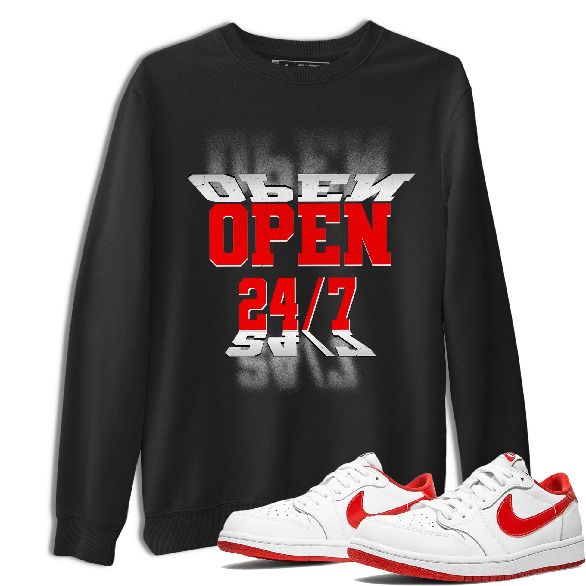 Air Jordan 1 University Red shirt to match jordans Open 24 7 sneaker tees Air Jordan 1 University Red SNRT Sneaker Release Tees Unisex Black 1 T-Shirt