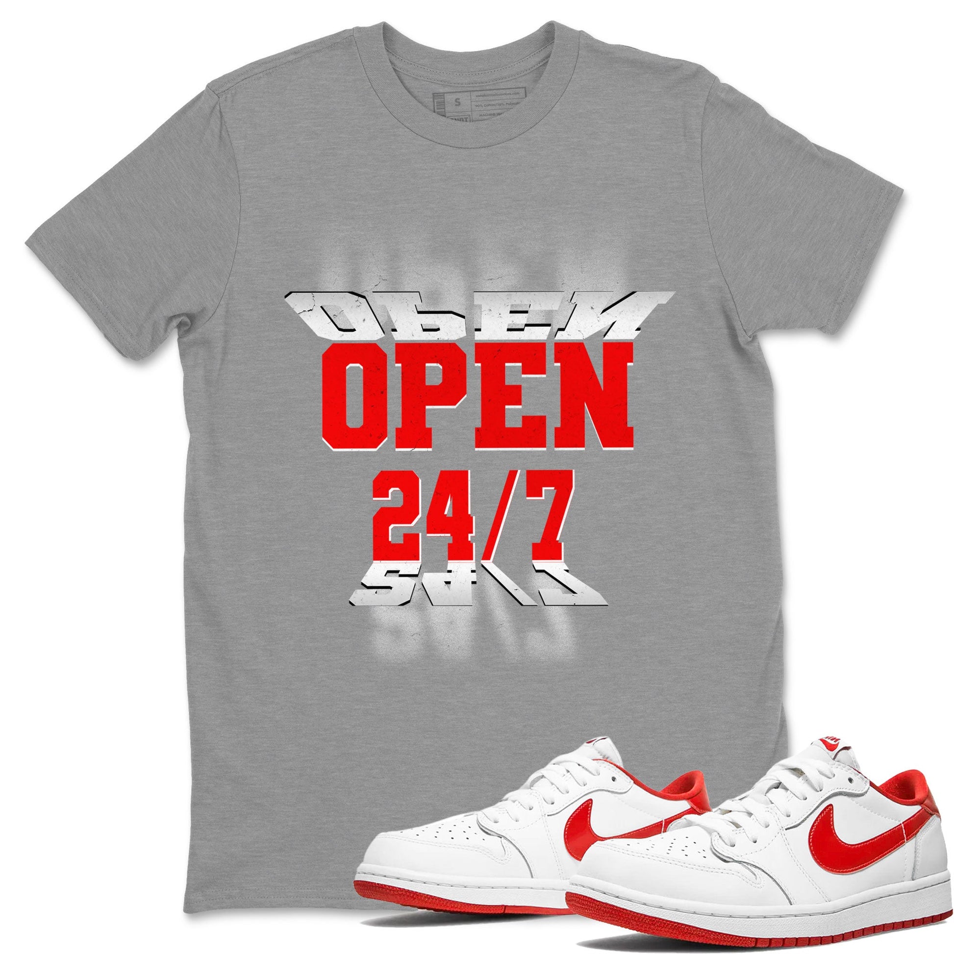 Air Jordan 1 University Red shirt to match jordans Open 24 7 sneaker tees Air Jordan 1 University Red SNRT Sneaker Release Tees Unisex Heather Grey 1 T-Shirt