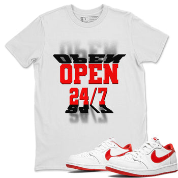Air Jordan 1 University Red shirt to match jordans Open 24 7 sneaker tees Air Jordan 1 University Red SNRT Sneaker Release Tees Unisex White 1 T-Shirt