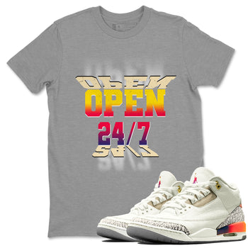 Air Jordan 3 J Balvin shirt to match jordans Open 24 7 sneaker tees Air Jordan 3 J Balvin SNRT Sneaker Release Tees Unisex Heather Grey 1 T-Shirt