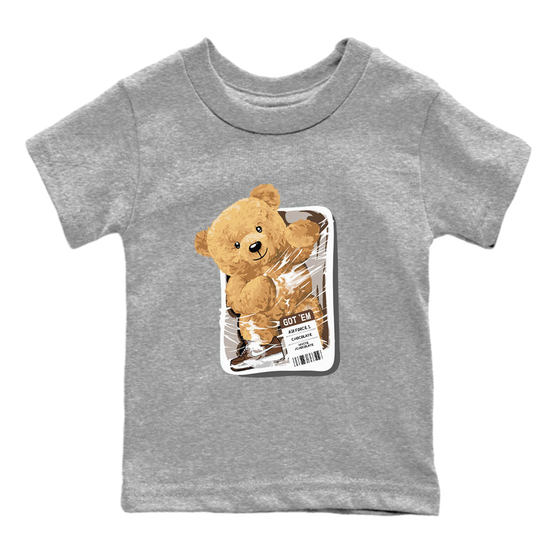 AF1 Chocolate shirt to match jordans Package Bear sneaker tees Air Force 1 Chocolate SNRT Sneaker Tees Youth Kid's Baby Shirt Heather Grey 2 T-Shirt
