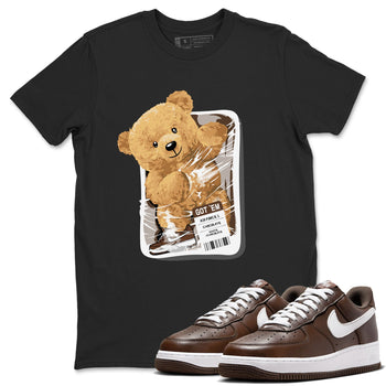 AF1 Chocolate shirt to match jordans Package Bear sneaker tees Air Force 1 Chocolate SNRT Sneaker Release Tees Cotton Sneaker Tee Black 1 T-Shirt