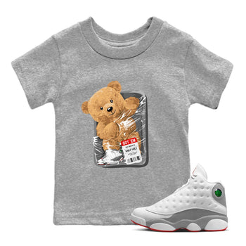 Air Jordan 13 Wolf Grey Sneaker Match Tees Packaged Bear Sneaker Tees Jordan 13 Wolf Grey Sneaker Release Tees Sneaker Matching  Kids Shirts Heather Grey 1