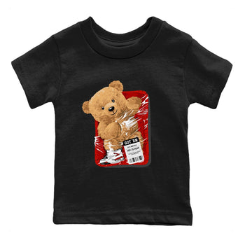 Jordan 4 Red Cement Tees Outfits Packaged Bear Sneaker Tees Air Jordan 4 Red Cement Sneaker Release Tees Kids Shirts Black 2
