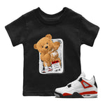 Jordan 4 Retro Red Cement Sneaker Match Tees Packaged Bear Sneaker Tees Air Jordan 4 Red Cement SNRT Sneaker Release Tees Kids, Youth, Baby Clothing Black 1
