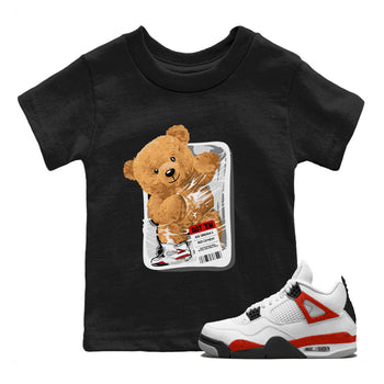 Jordan 4 Retro Red Cement Sneaker Match Tees Packaged Bear Sneaker Tees Air Jordan 4 Red Cement SNRT Sneaker Release Tees Kids, Youth, Baby Clothing Black 1