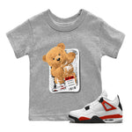 Jordan 4 Retro Red Cement Sneaker Match Tees Packaged Bear Sneaker Tees Air Jordan 4 Red Cement SNRT Sneaker Release Tees Kids, Youth, Baby Clothing Heather Grey 1