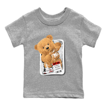 Jordan 4 Retro Red Cement Sneaker Match Tees Packaged Bear Sneaker Tees Air Jordan 4 Red Cement SNRT Sneaker Release Tees Kids, Youth, Baby Clothing Heather Grey 2