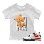 Jordan 4 Retro Red Cement Sneaker Match Tees Packaged Bear Sneaker Tees Air Jordan 4 Red Cement SNRT Sneaker Release Tees Kids, Youth, Baby Clothing White 1