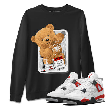 Jordan 4 Retro Red Cement Sneaker Match Tees Packaged Bear Sneaker Tees Air Jordan 4 Red Cement SNRT Sneaker Release Tees Short Sleeve T-Shirt Black 1