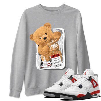 Jordan 4 Retro Red Cement Sneaker Match Tees Packaged Bear Sneaker Tees Air Jordan 4 Red Cement SNRT Sneaker Release Tees Short Sleeve T-Shirt Heather Grey 1