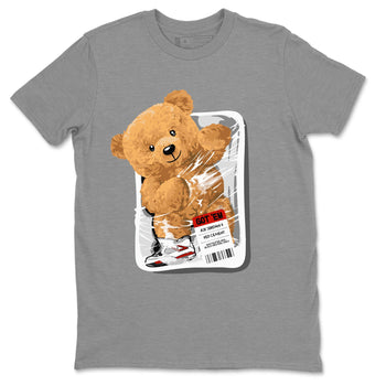Jordan 4 Retro Red Cement Sneaker Match Tees Packaged Bear Sneaker Tees Air Jordan 4 Red Cement SNRT Sneaker Release Tees Short Sleeve T-Shirt Heather Grey 2