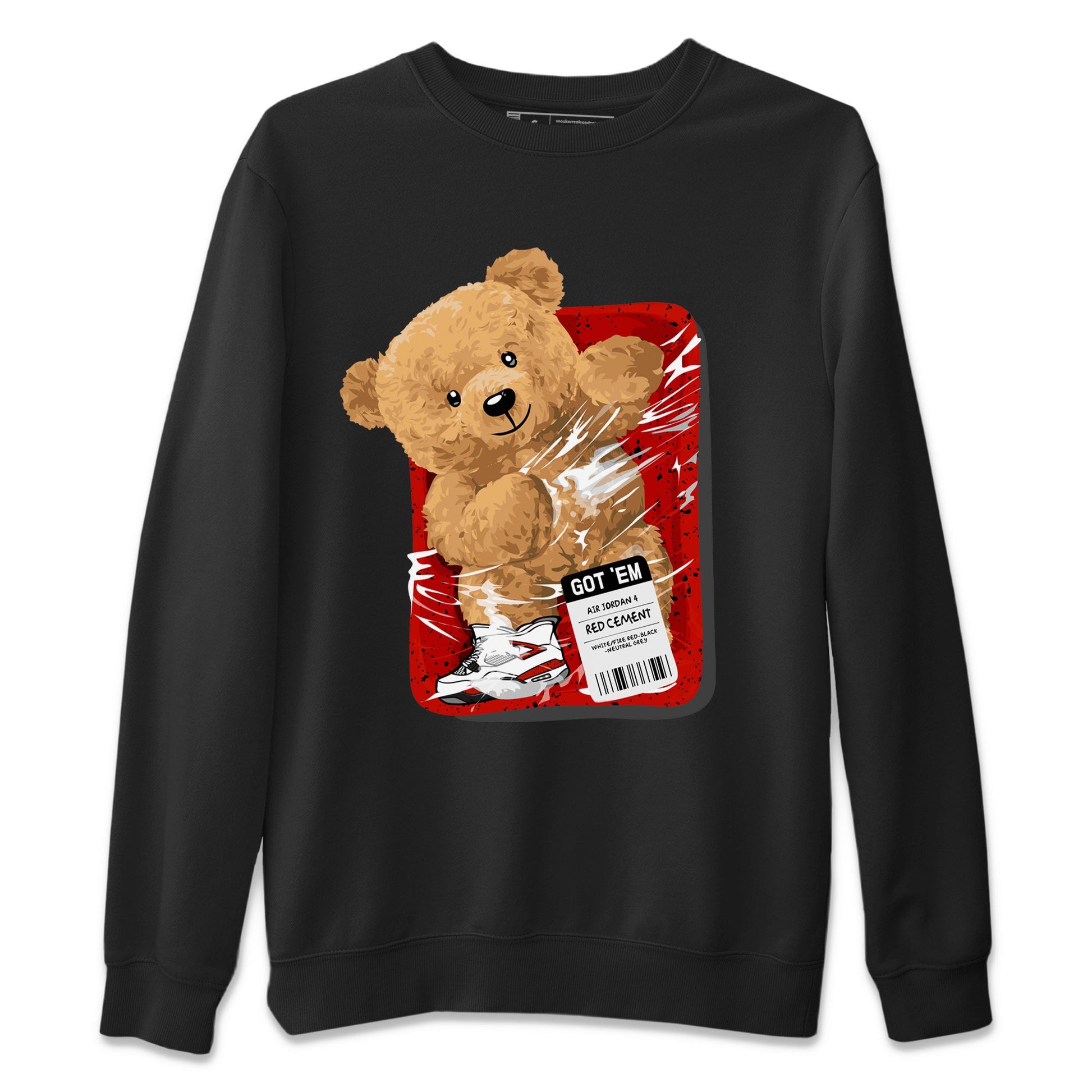 Jordan 4 Red Cement Tees Outfits Packaged Bear Sneaker Tees Air Jordan 4 Red Cement Sneaker Release Tees Unisex Shirts Black 2