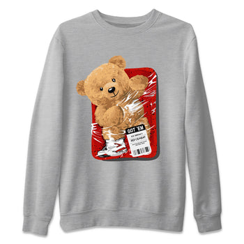 Jordan 4 Red Cement Tees Outfits Packaged Bear Sneaker Tees Air Jordan 4 Red Cement Sneaker Release Tees Unisex Shirts Heather Grey 2