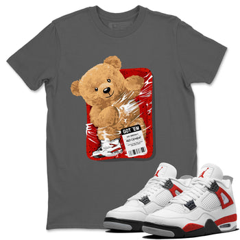 Jordan 4 Red Cement Tees Outfits Packaged Bear Sneaker Tees Air Jordan 4 Red Cement Sneaker Release Tees Unisex Shirts Cool Grey 1