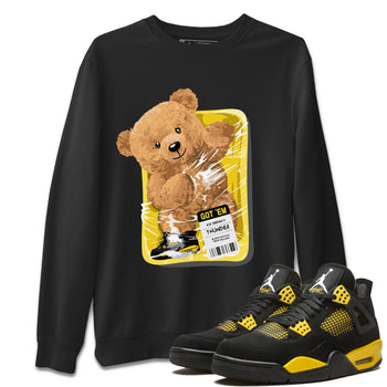 Air Jordan 4 Thunder Sneaker Match Tees Packaged Bear Sneaker Tees Air Jordan 4 Retro Thunder Sneaker Release Tees Unisex Shirts Black 1