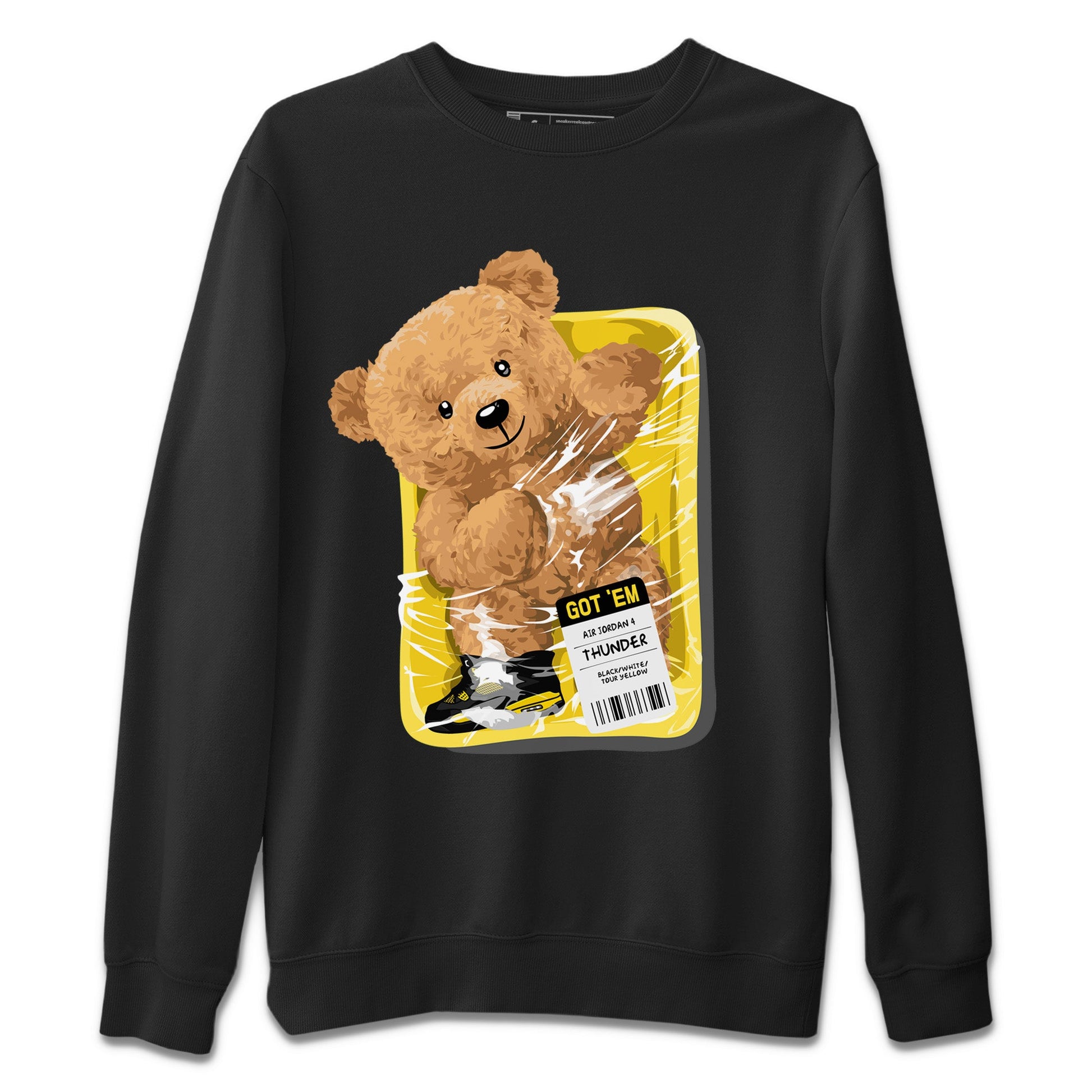 Air Jordan 4 Thunder Sneaker Match Tees Packaged Bear Sneaker Tees Air Jordan 4 Retro Thunder Sneaker Release Tees Unisex Shirts Black 2