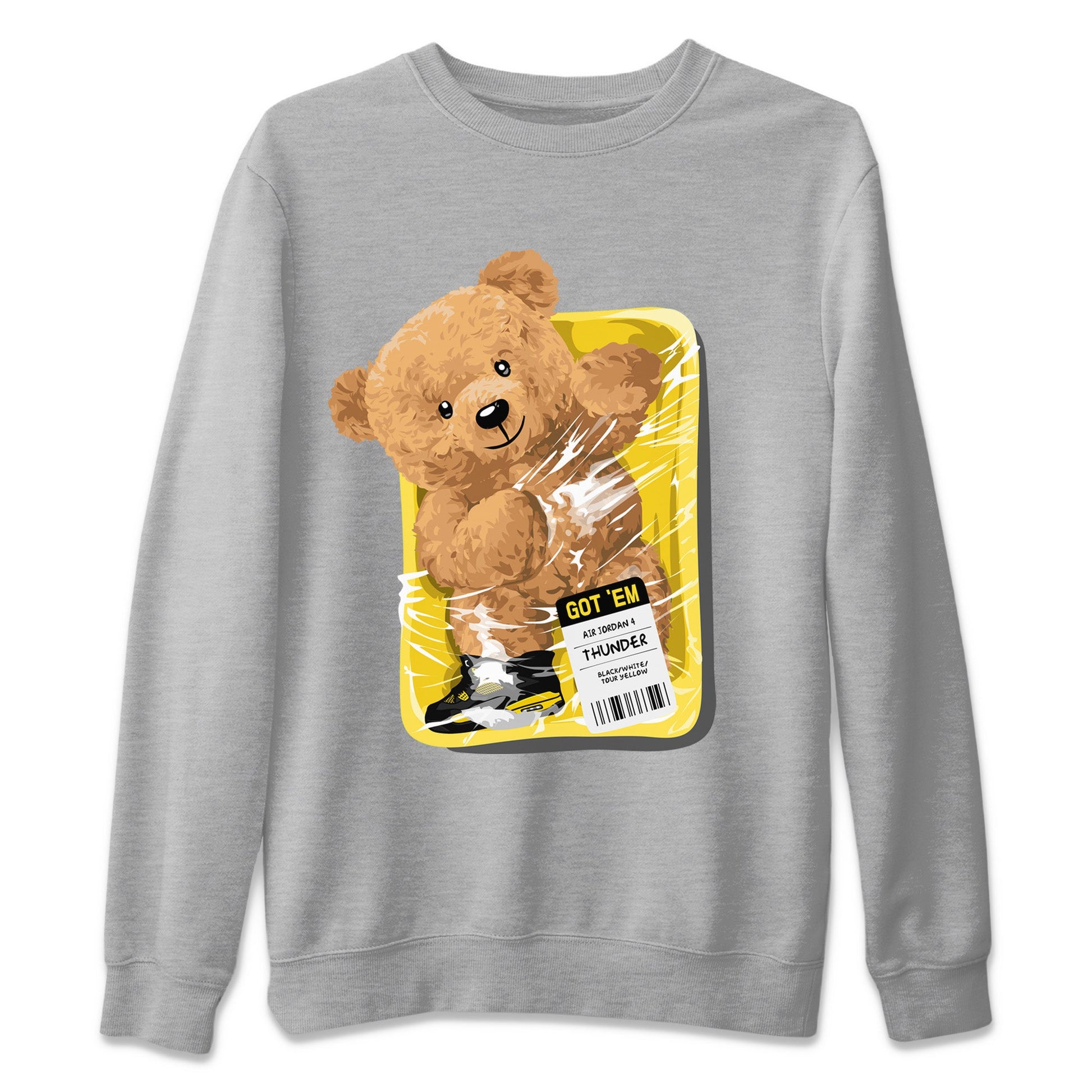 Air Jordan 4 Thunder Sneaker Match Tees Packaged Bear Sneaker Tees Air Jordan 4 Retro Thunder Sneaker Release Tees Unisex Shirts Heather Grey 2