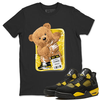 Air Jordan 4 Thunder Sneaker Match Tees Packaged Bear Sneaker Tees Air Jordan 4 Retro Thunder Sneaker Release Tees Unisex Shirts Black 1