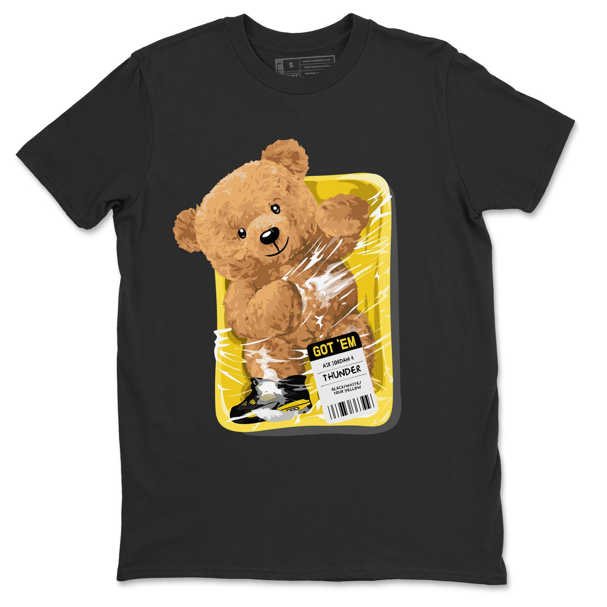 Air Jordan 4 Thunder Sneaker Match Tees Packaged Bear Sneaker Tees Air Jordan 4 Retro Thunder Sneaker Release Tees Unisex Shirts Black 2