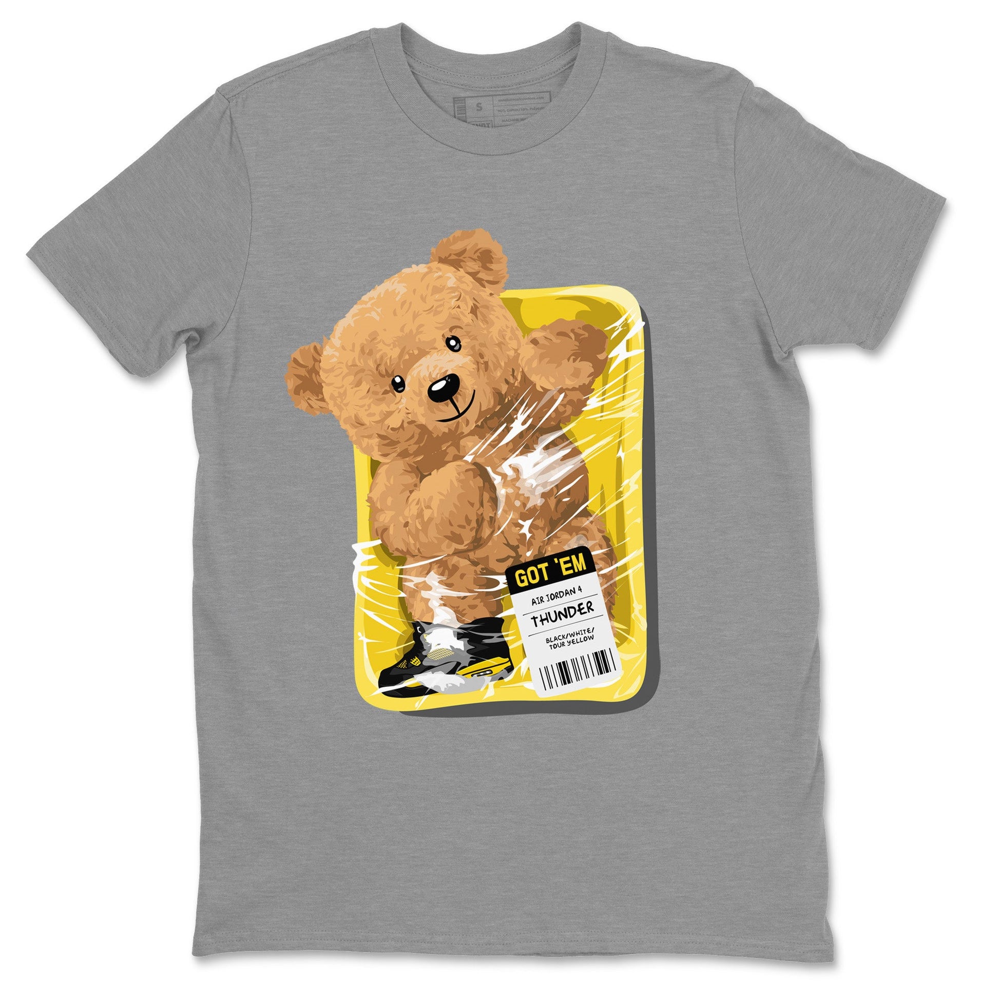 Air Jordan 4 Thunder Sneaker Match Tees Packaged Bear Sneaker Tees Air Jordan 4 Retro Thunder Sneaker Release Tees Unisex Shirts Heather Grey 2