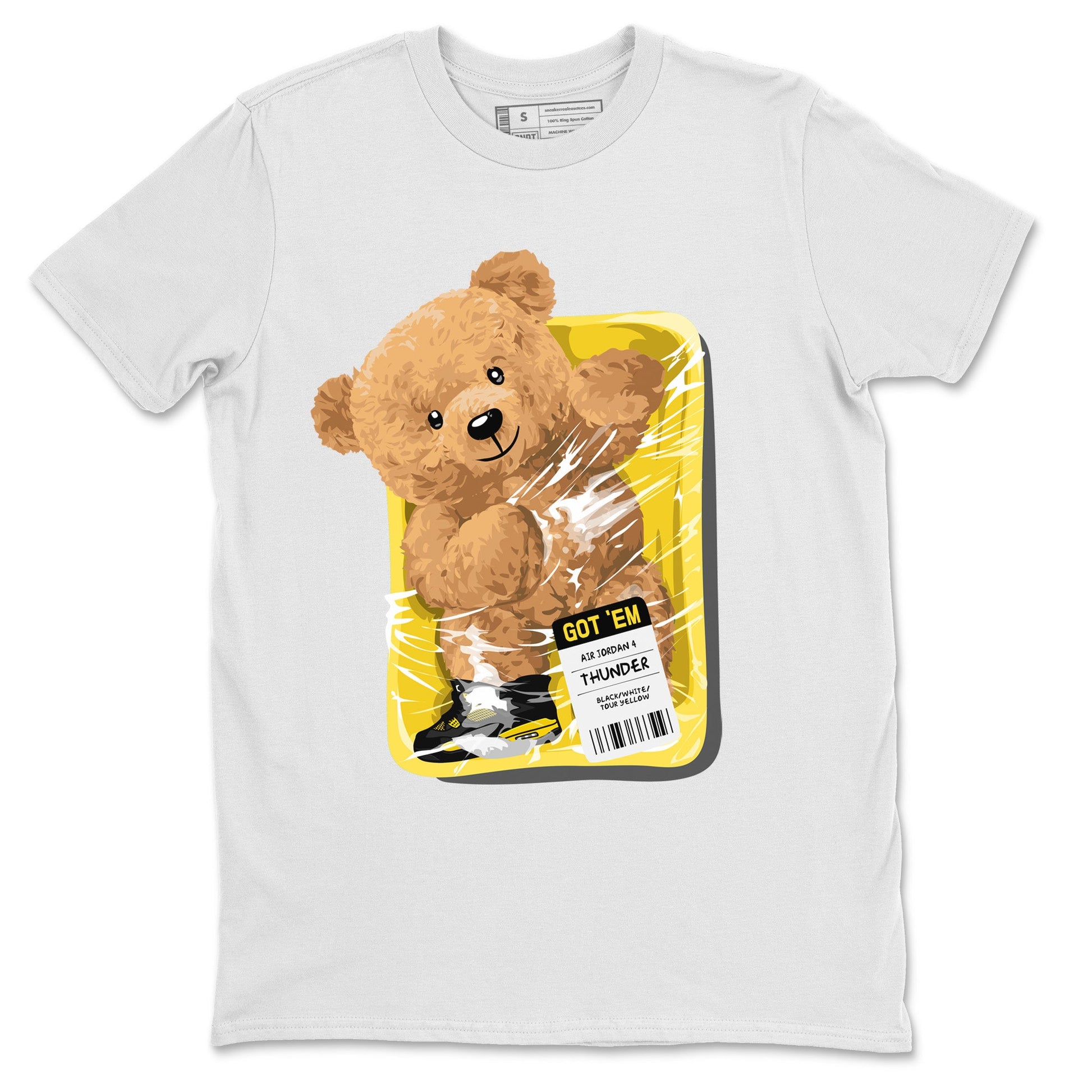 Air Jordan 4 Thunder Sneaker Match Tees Packaged Bear Sneaker Tees Air Jordan 4 Retro Thunder Sneaker Release Tees Unisex Shirts White 2