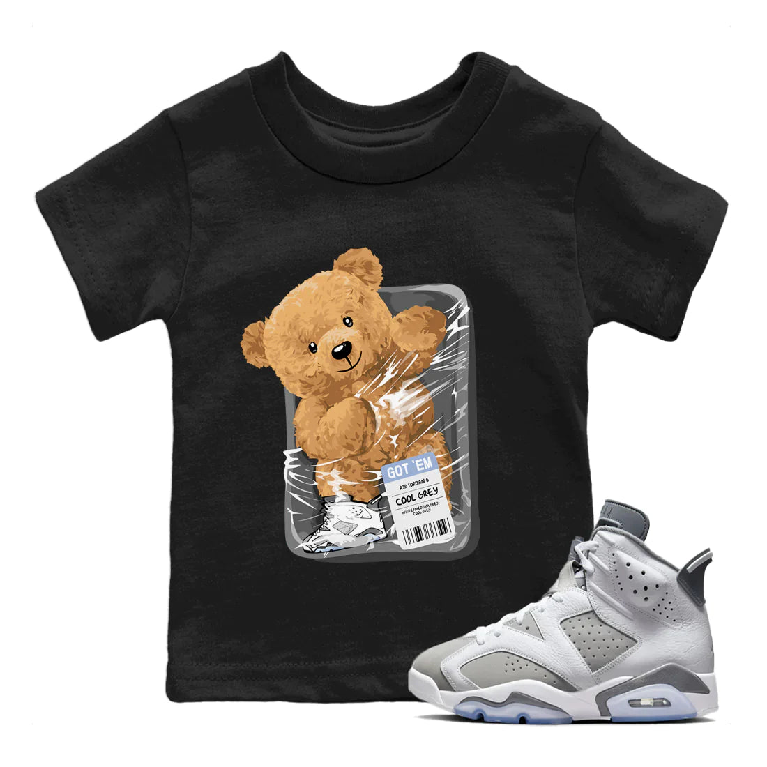 Jordan 6 Cool Grey Sneaker Match Tees Packaged Bear Sneaker Tees Jordan 6 Cool Grey Sneaker Release Tees Kids Shirts