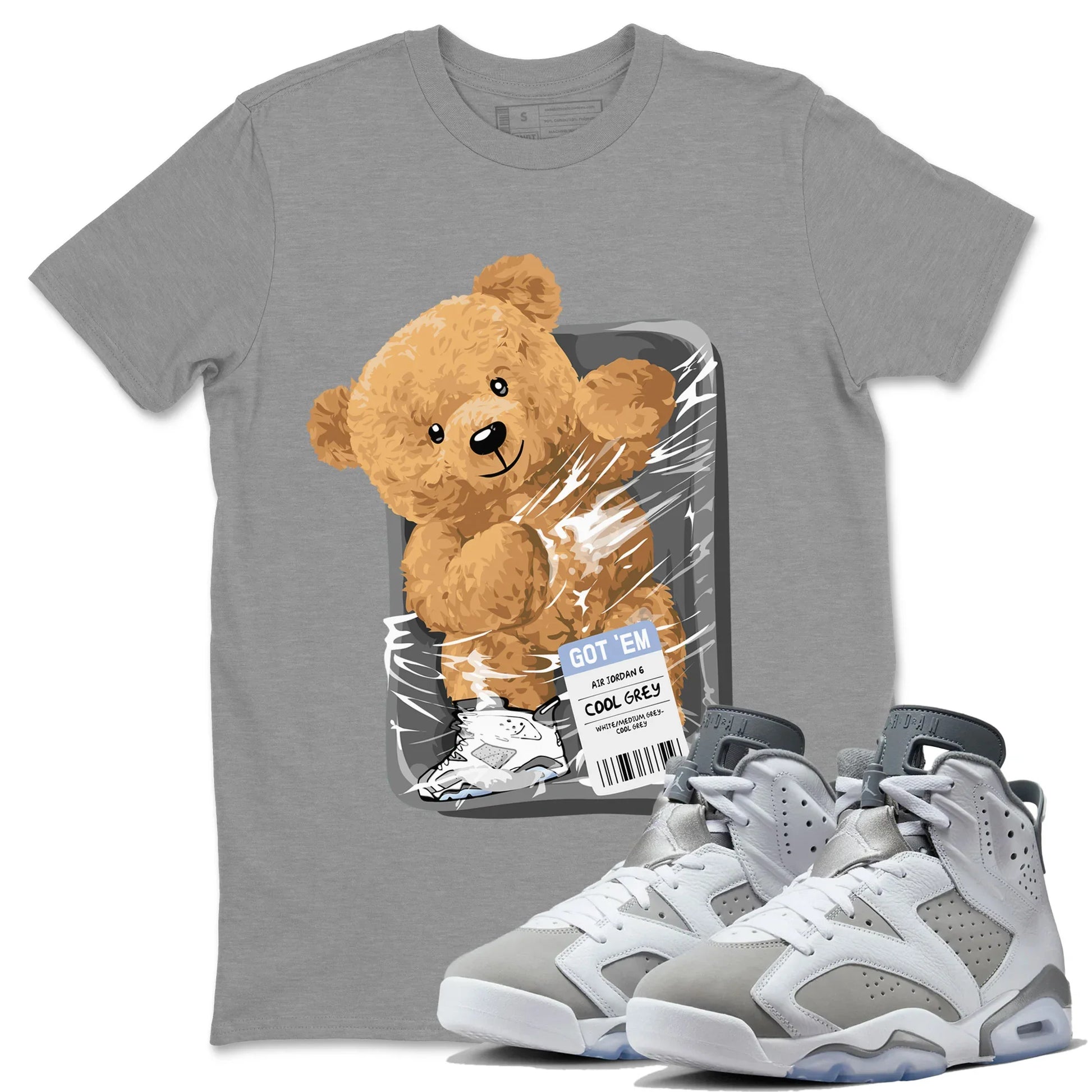Jordan 6 Cool Grey Sneaker Match Tees Packaged Bear Sneaker Tees Jordan 6 Cool Grey Sneaker Release Tees Unisex Shirts