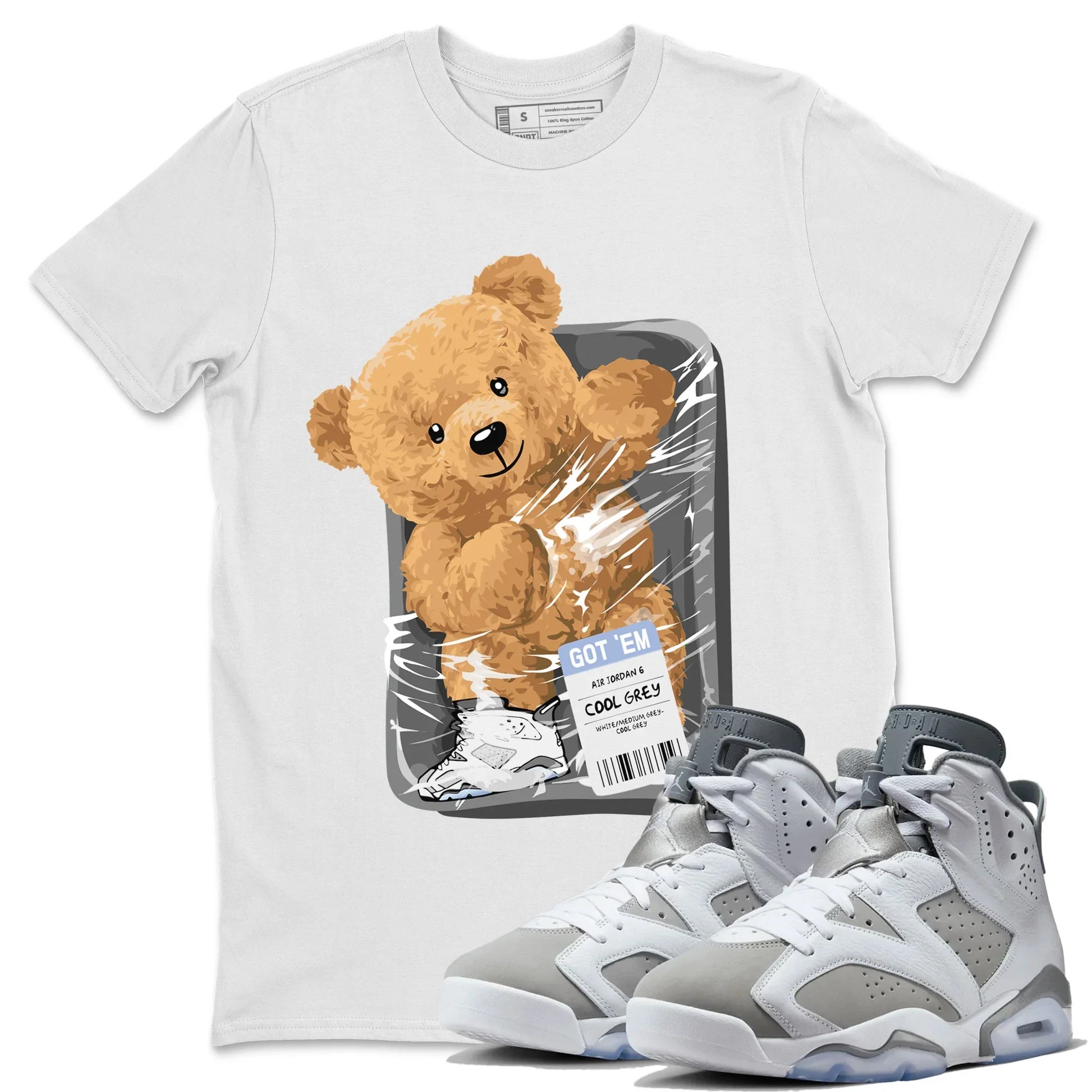 Jordan 6 Cool Grey Sneaker Match Tees Packaged Bear Sneaker Tees Jordan 6 Cool Grey Sneaker Release Tees Unisex Shirts