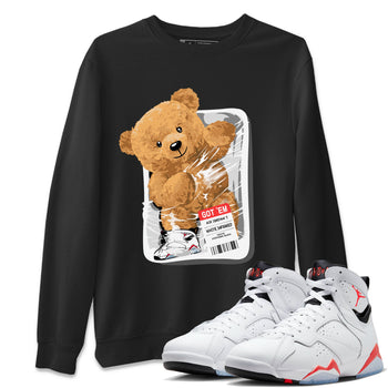 Air Jordan 7 White Infrared Sneaker Match Tees Packaged Bear Sneaker Tees AJ7 White Infrared SNRT Sneaker Release Tees Short Sleeve T-Shirt Black 1