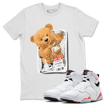 Air Jordan 7 White Infrared Sneaker Match Tees Packaged Bear Sneaker Tees AJ7 White Infrared SNRT Sneaker Release Tees Short Sleeve T-Shirt White 1
