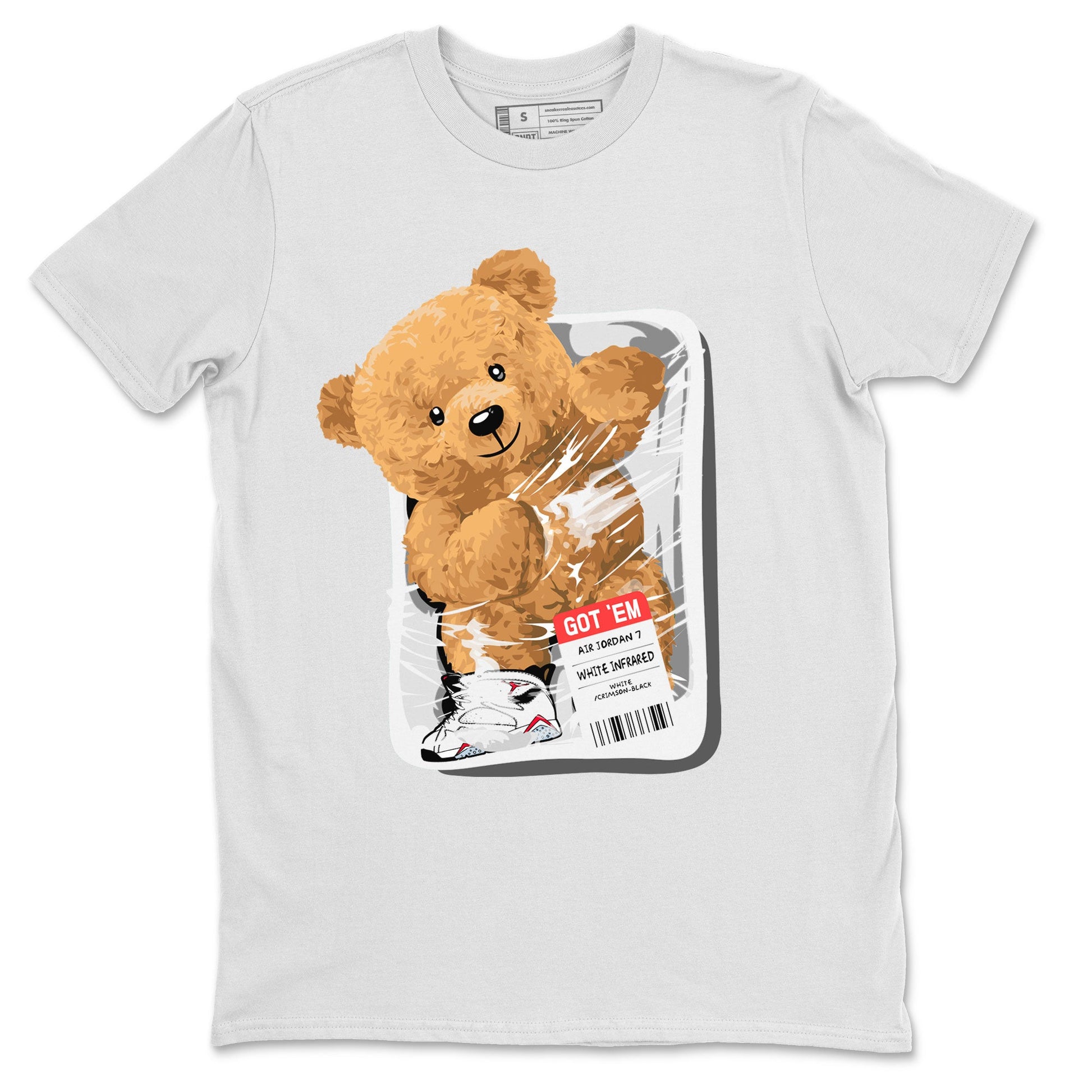 Air Jordan 7 White Infrared Sneaker Match Tees Packaged Bear Sneaker Tees AJ7 White Infrared SNRT Sneaker Release Tees Short Sleeve T-Shirt White 2