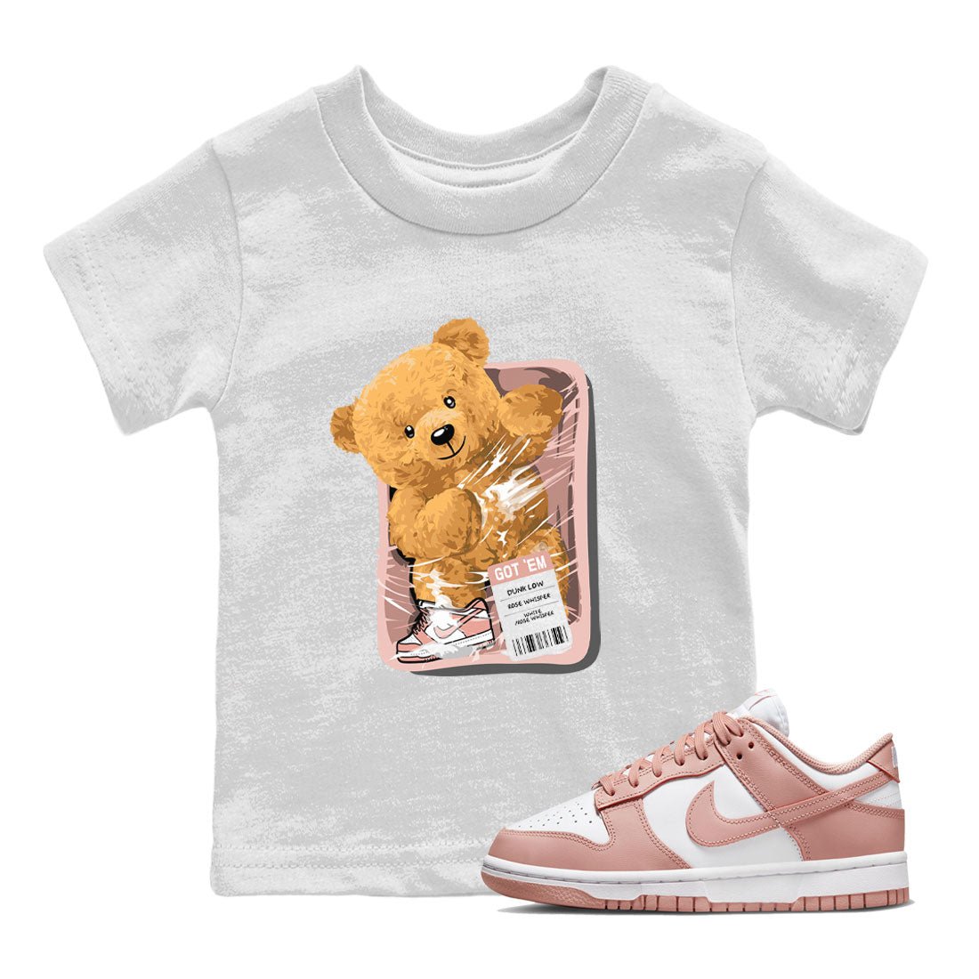 Dunks Low Rose Whisper shirt to match jordans Packaged Bear sneaker tees Dunk Rose Whisper SNRT Sneaker Release Tees Baby Toddler White 1 T-Shirt