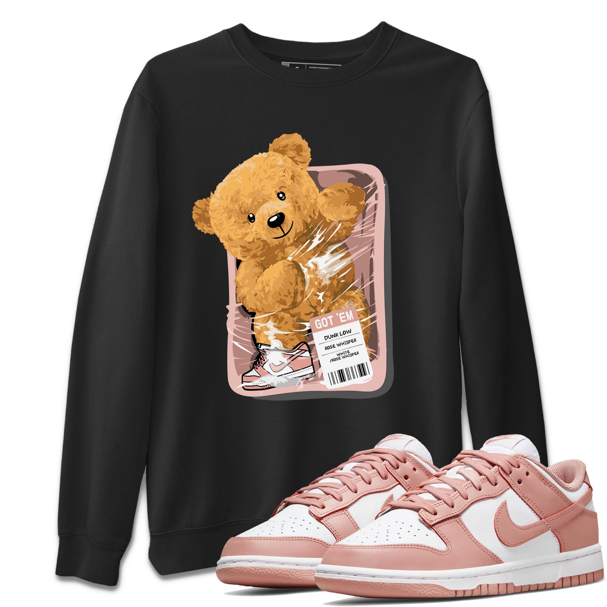 Dunks Low Rose Whisper shirt to match jordans Packaged Bear sneaker tees Dunk Rose Whisper SNRT Sneaker Release Tees Unisex Black 1 T-Shirt
