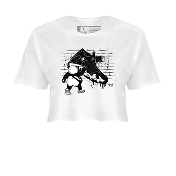 14s Panda shirt to match jordans Panda Artist sneaker tees Air Jordan 14 Panda SNRT Sneaker Release Tees White 2 crop length shirt