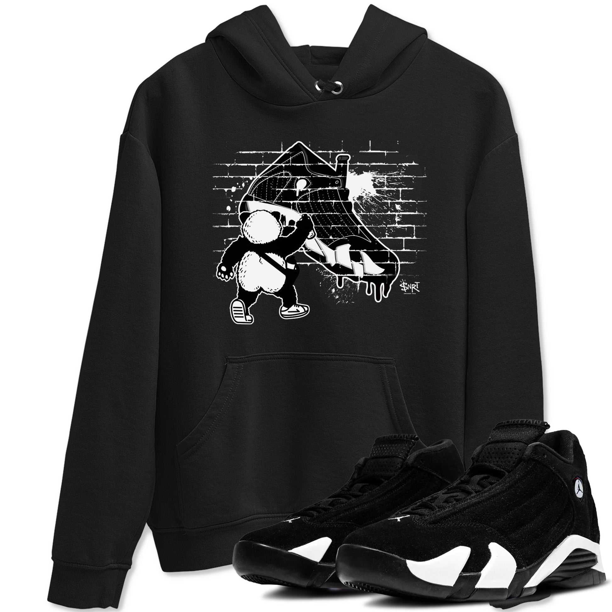 14s Panda shirt to match jordans Panda Artist sneaker tees Air Jordan 14 Panda SNRT Sneaker Release Tees unisex cotton Black 1 crew neck shirt