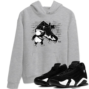 14s Panda shirt to match jordans Panda Artist sneaker tees Air Jordan 14 Panda SNRT Sneaker Release Tees unisex cotton Heather Grey 1 crew neck shirt