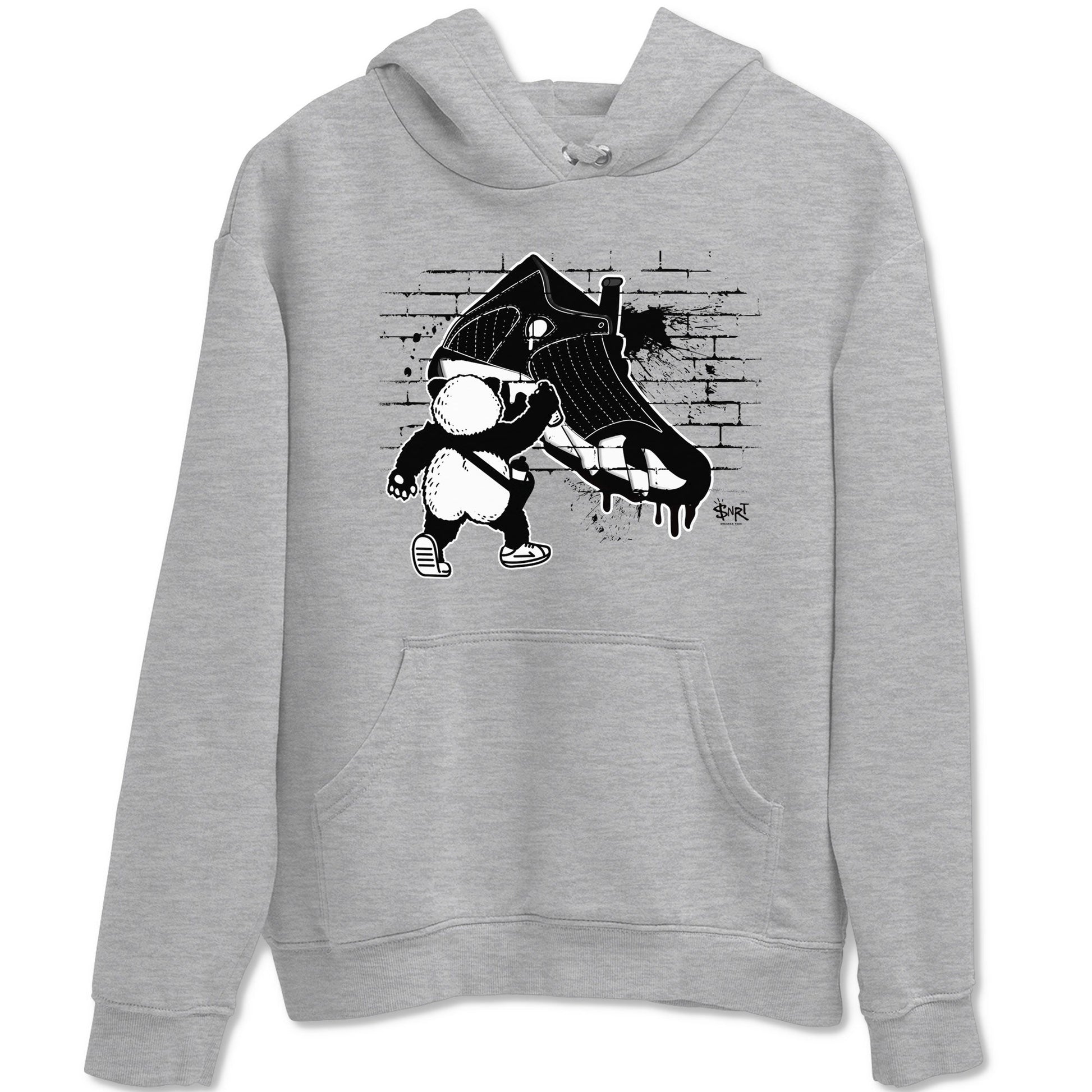 14s Panda shirt to match jordans Panda Artist sneaker tees Air Jordan 14 Panda SNRT Sneaker Release Tees unisex cotton Heather Grey 2 crew neck shirt