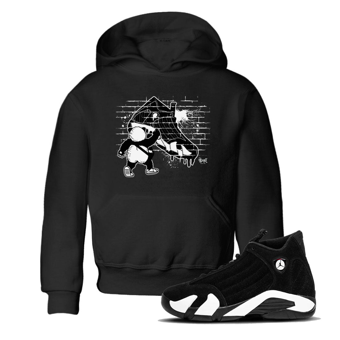14s Panda shirt to match jordans Panda Artist sneaker tees Air Jordan 14 Panda SNRT sneaker release tees baby toddler Black 1 cotton Shirt