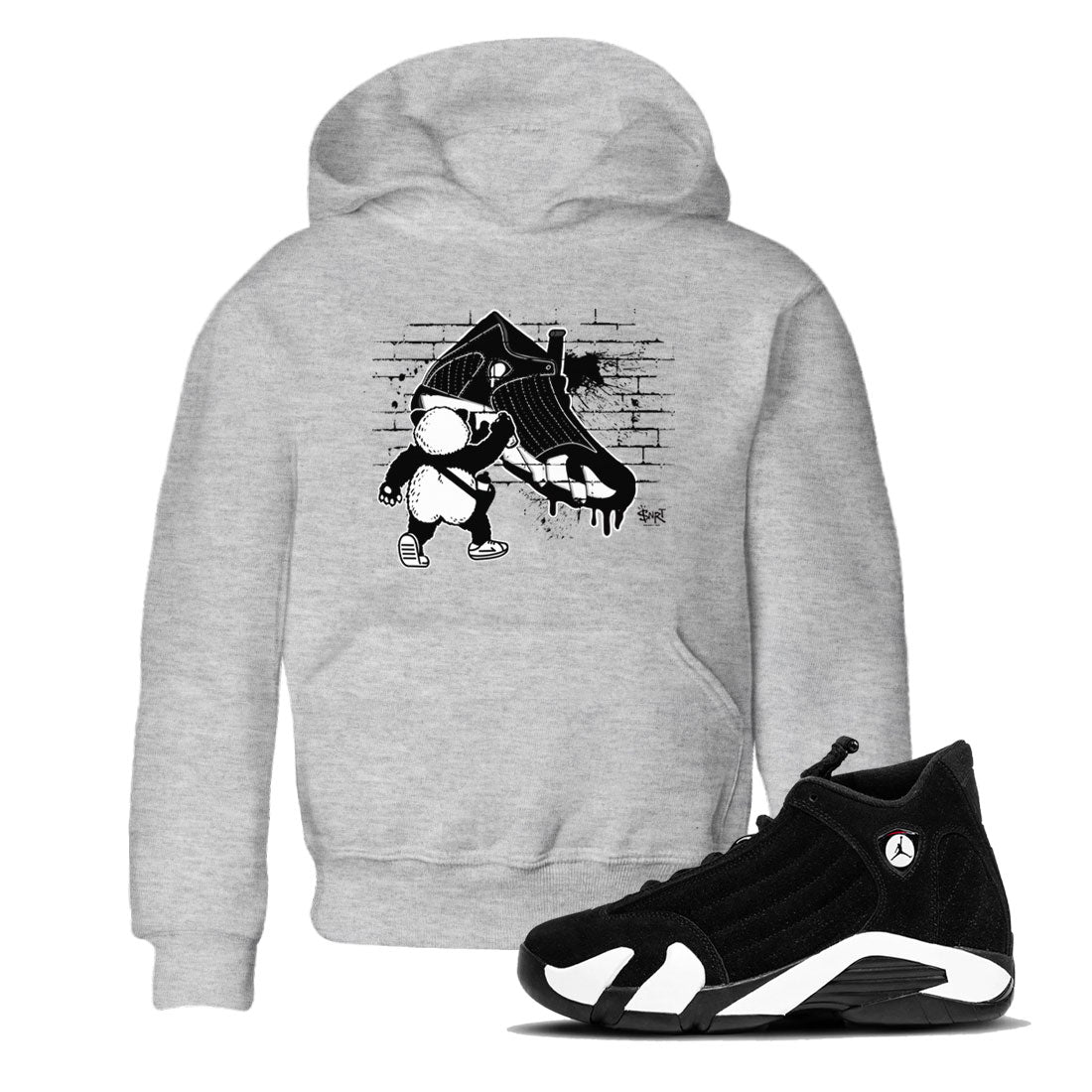 14s Panda shirt to match jordans Panda Artist sneaker tees Air Jordan 14 Panda SNRT sneaker release tees baby toddler Heather Grey 1 cotton Shirt