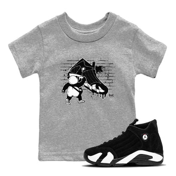 14s Panda shirt to match jordans Panda Artist sneaker tees Air Jordan 14 Panda SNRT sneaker release tees baby toddler Heather Grey 1 cotton Shirt