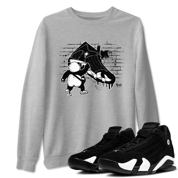 14s Panda shirt to match jordans Panda Artist sneaker tees Air Jordan 14 Panda SNRT Sneaker Release Tees unisex cotton Heather Grey 1 crew neck shirt