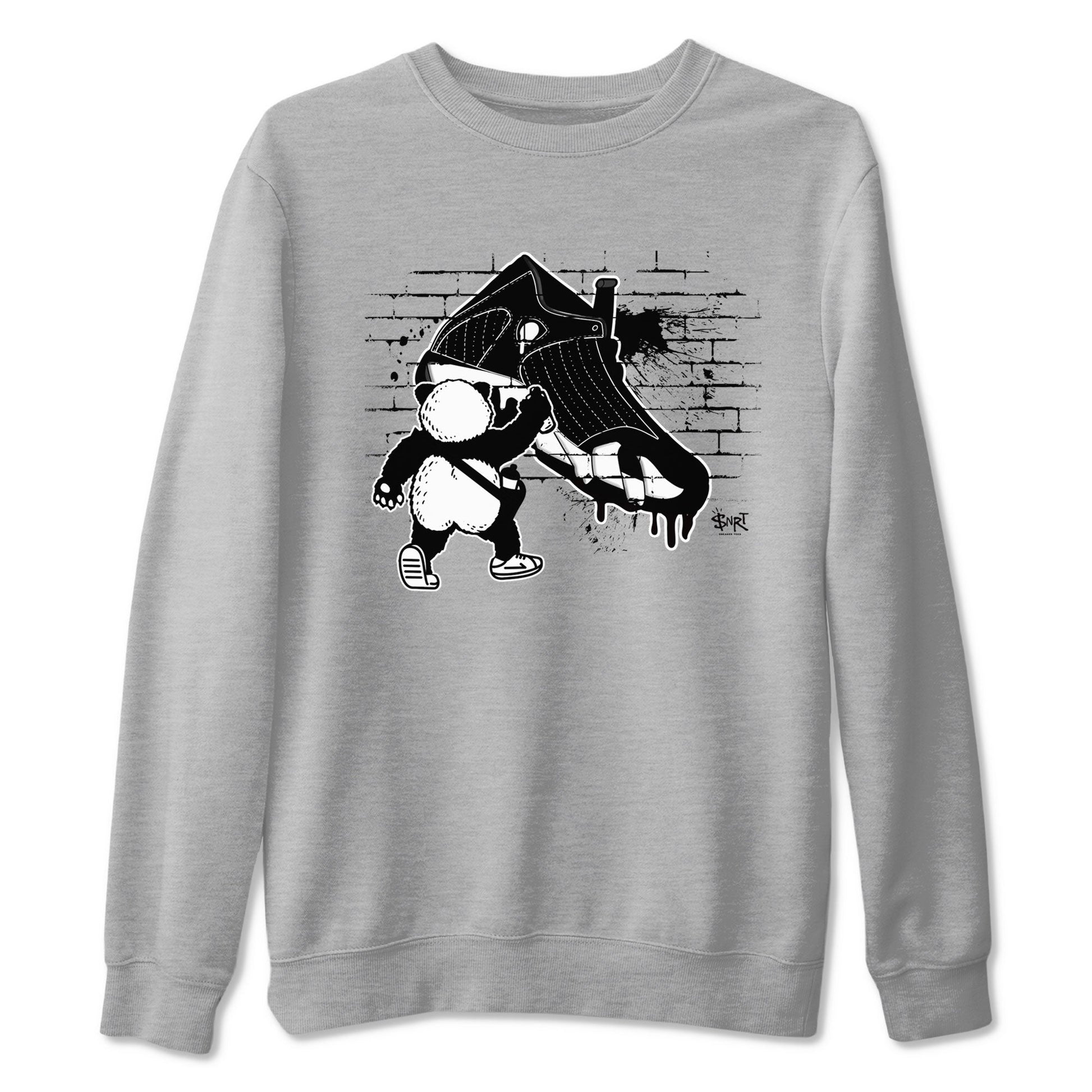 14s Panda shirt to match jordans Panda Artist sneaker tees Air Jordan 14 Panda SNRT Sneaker Release Tees unisex cotton Heather Grey 2 crew neck shirt