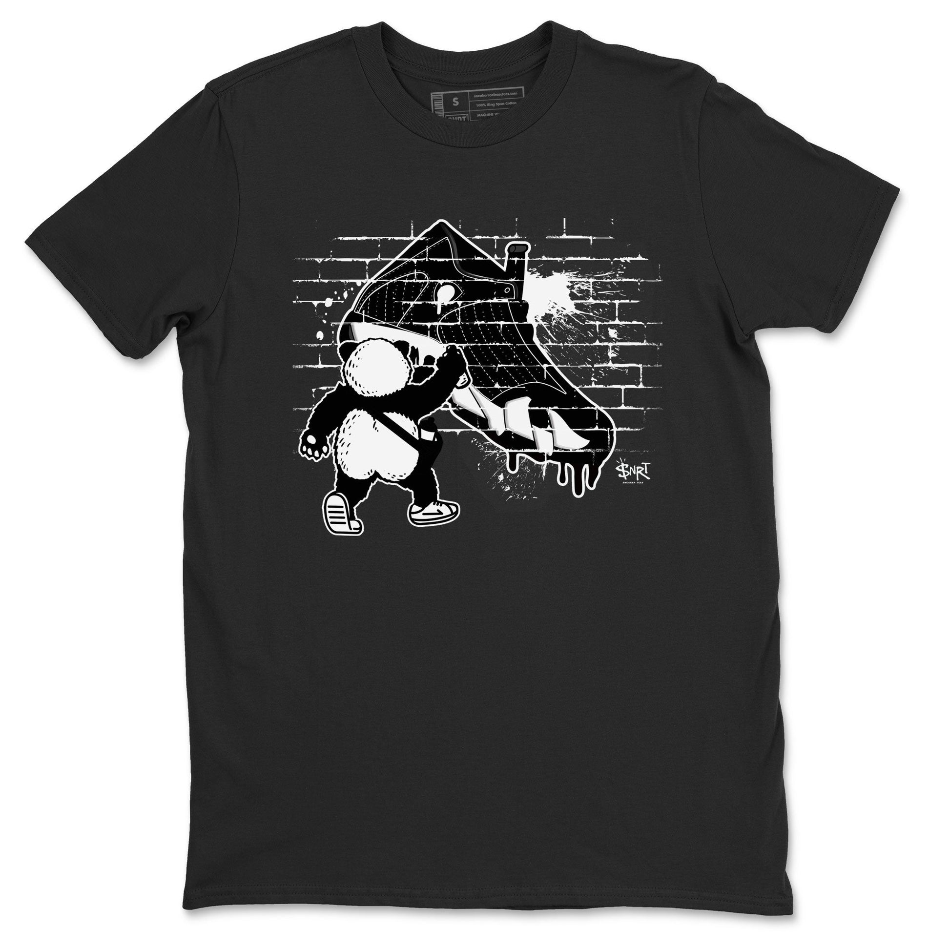 14s Panda shirt to match jordans Panda Artist sneaker tees Air Jordan 14 Panda SNRT Sneaker Release Tees unisex cotton Black 2 crew neck shirt