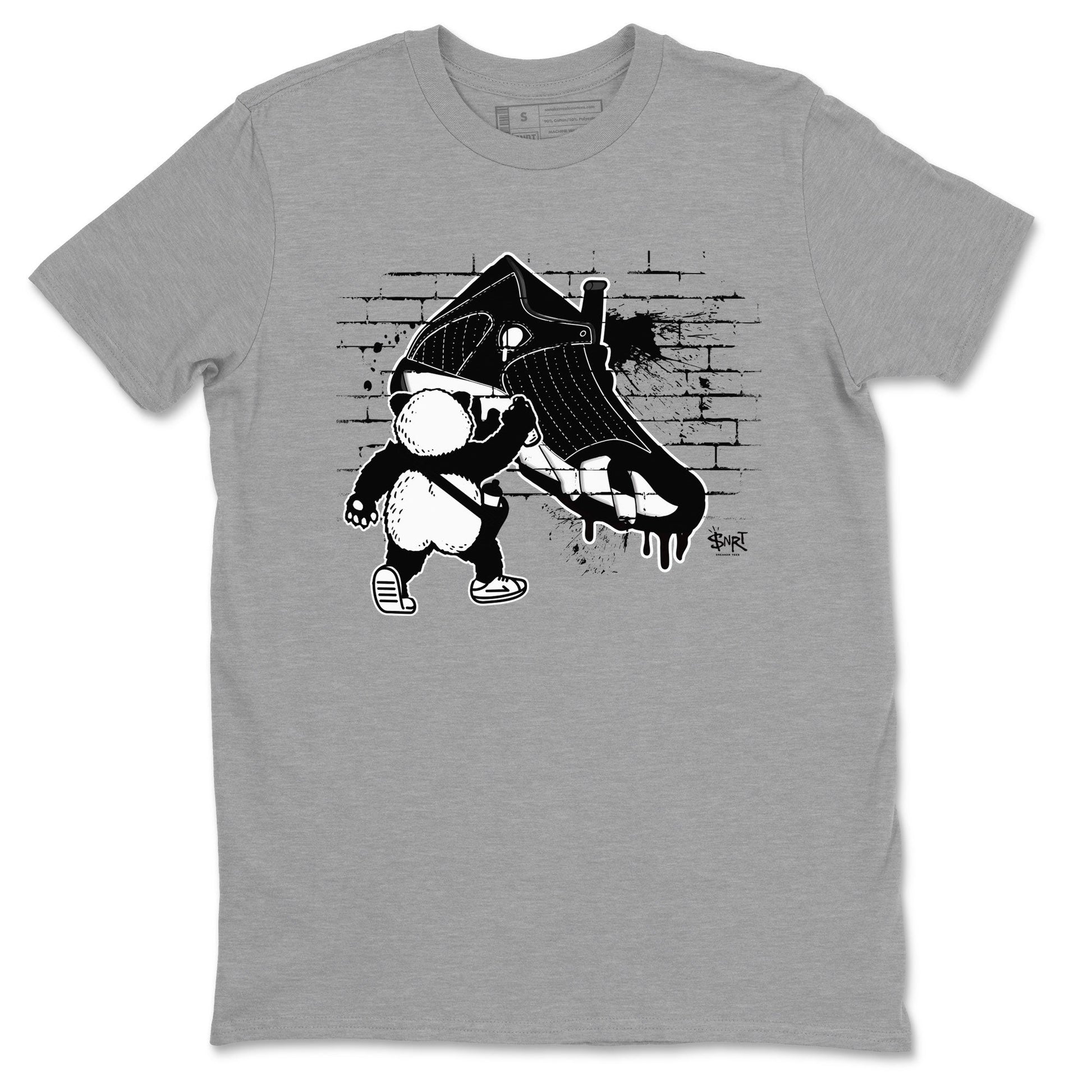 14s Panda shirt to match jordans Panda Artist sneaker tees Air Jordan 14 Panda SNRT Sneaker Release Tees unisex cotton Heather Grey 2 crew neck shirt
